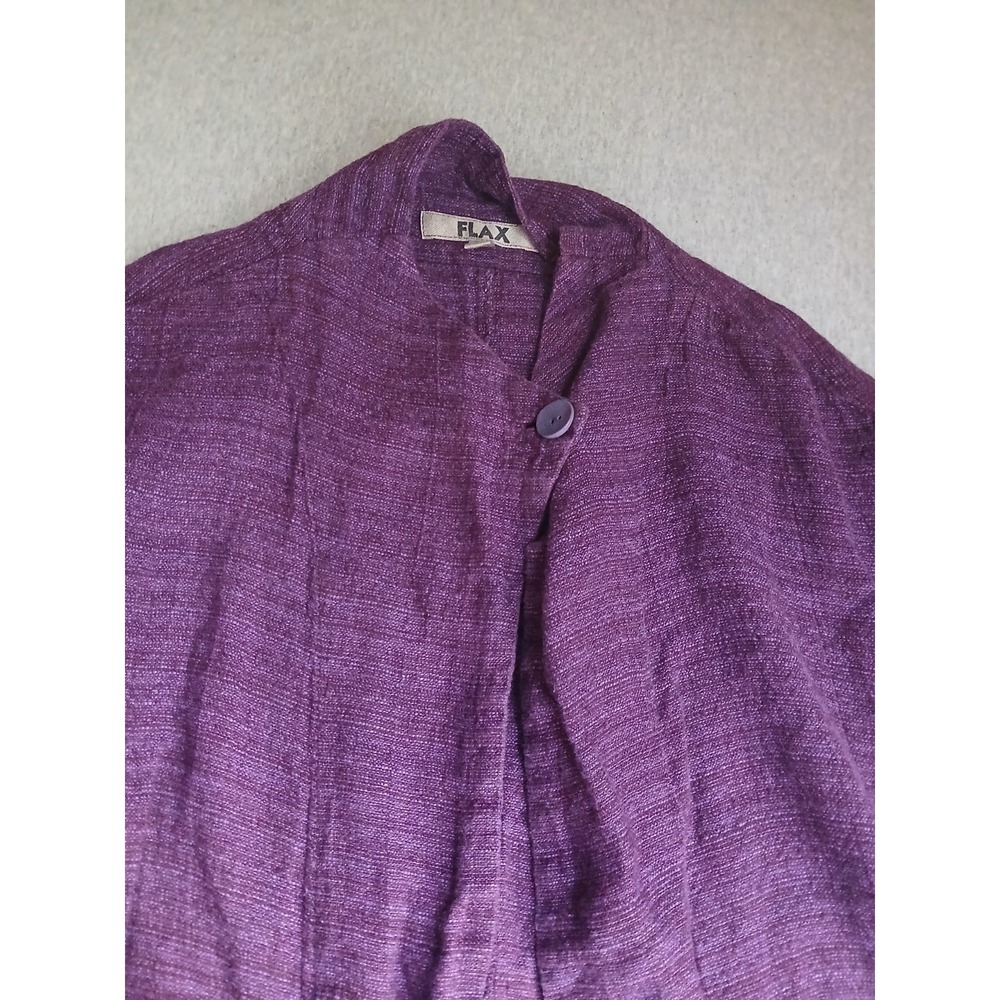 Flax Cardigan P / Small Linen Assymetric Arsty Lagenlook Relaxed Fit Purple